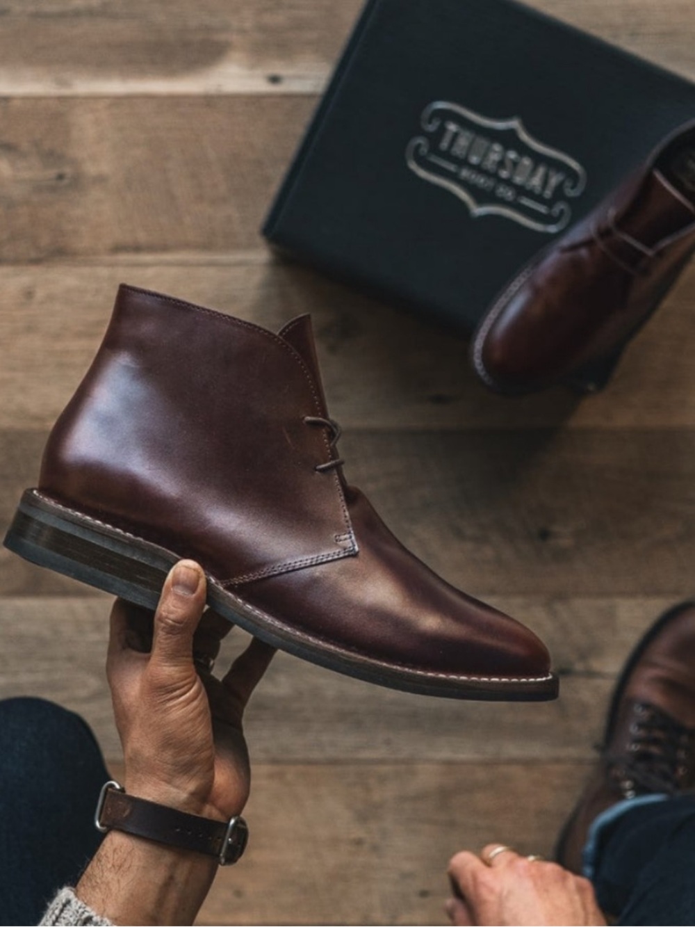 Thursday Brown Scout Chukka Boots in burgundy leather men’s 7.5